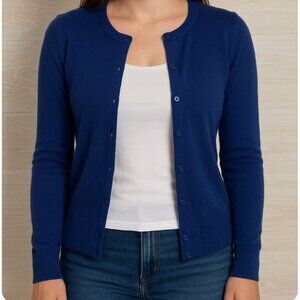 Sutton Cashmere Women's Size XS Blue Long Sleeve 100% Cashmere Cardigan